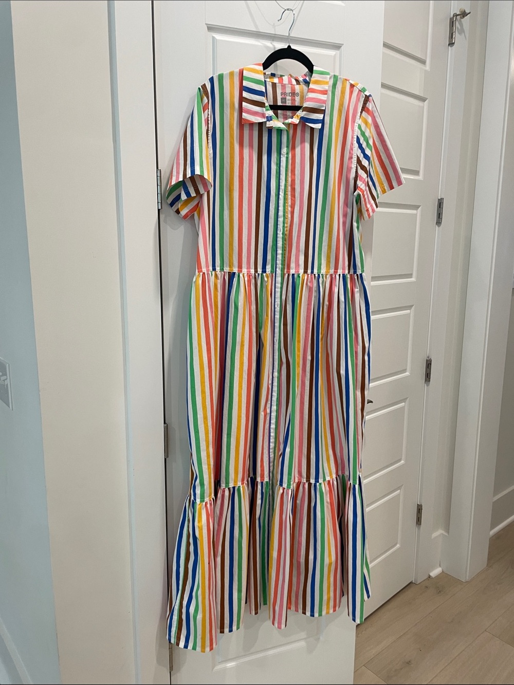 Women's Multicolor Stripe Button-Front Midi Dress